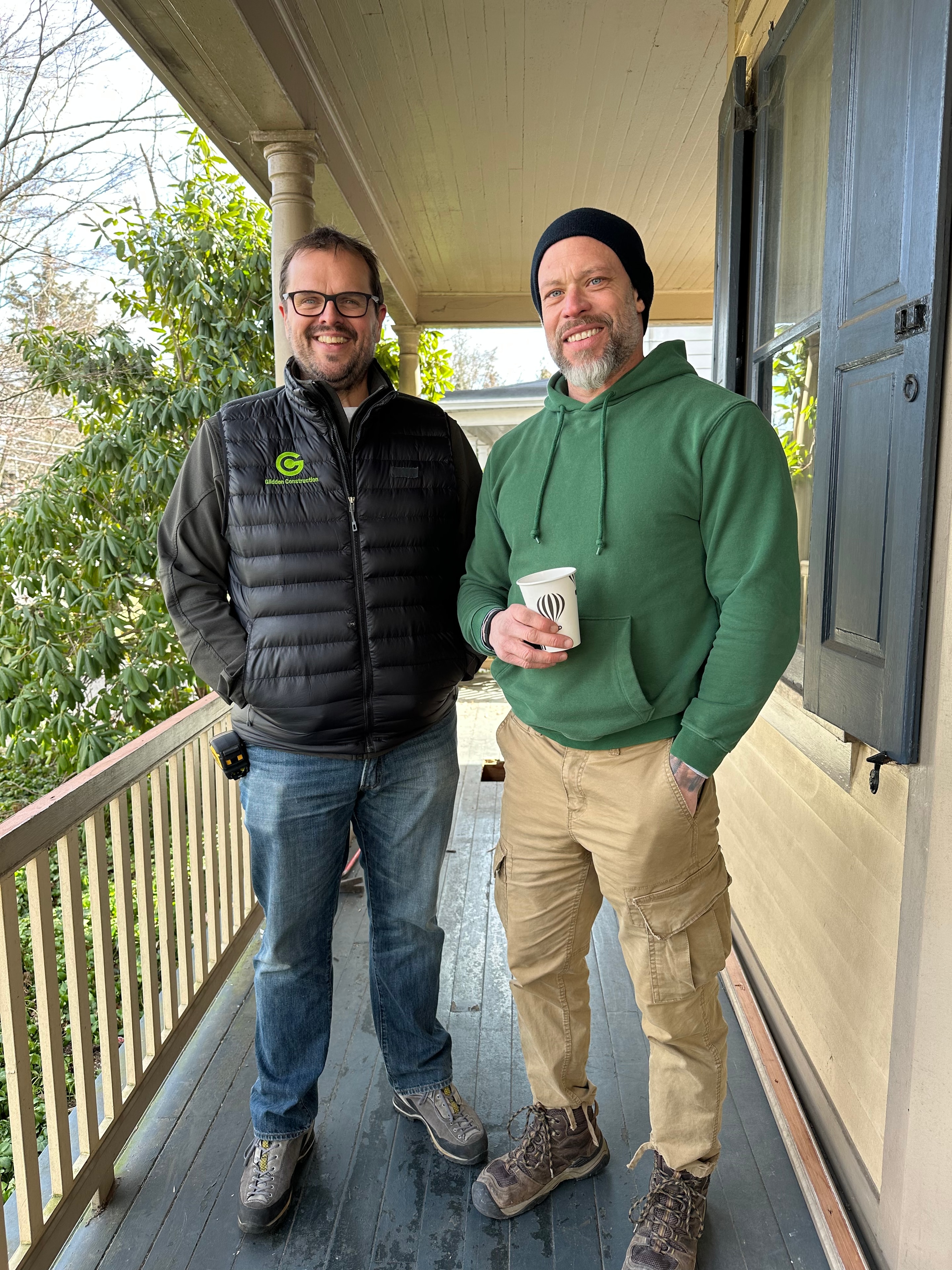 Lloyd Glidden with Inspector Joe on the set of What's Wrong With That House on HGTV